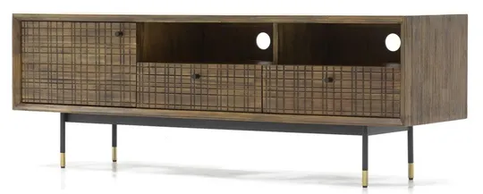 TV stolík Maze 160 cm z masívu hnedý/čierny