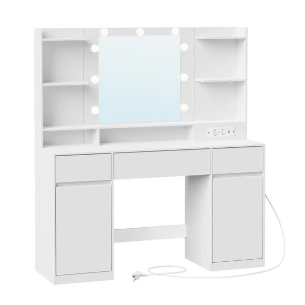 Toaletní stolek s LED osvětlením a nabíjecí stanicí Vasagle Brill 107 cm bílý