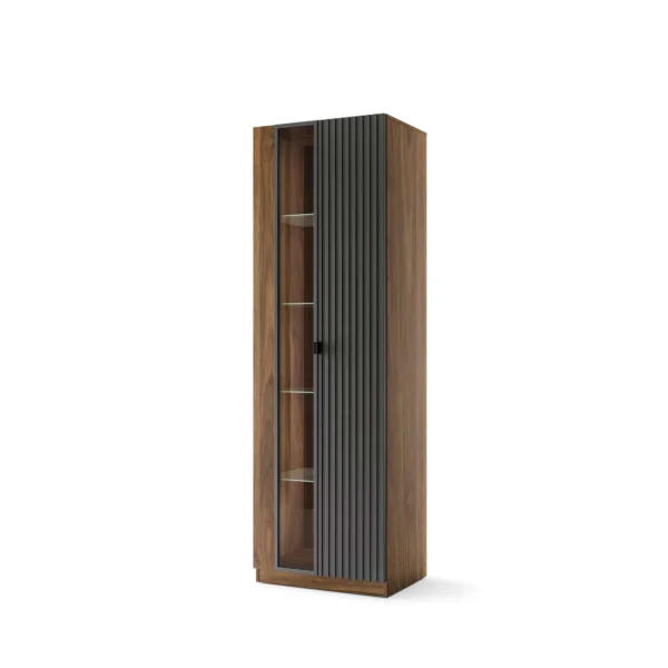 Vitrína s LED osvětlením Radium 11 68 cm ořech Columbia/černá