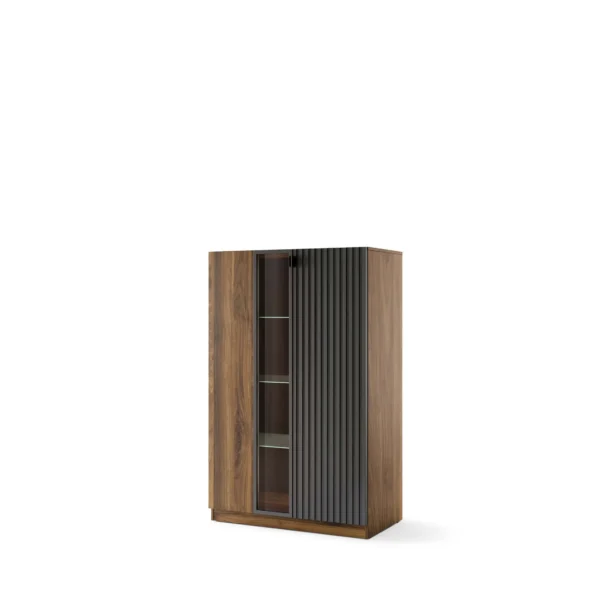 Vitrína s LED osvětlením Radium 15 91 cm ořech Columbia/černá