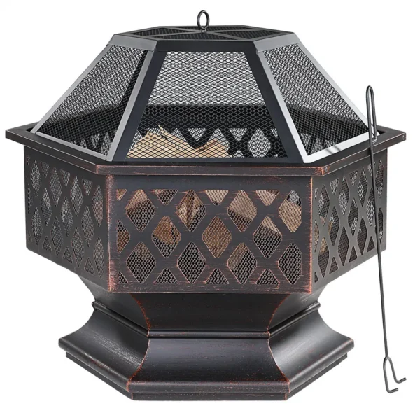 Záhradné ohnisko Hexa 70 cm čierne
