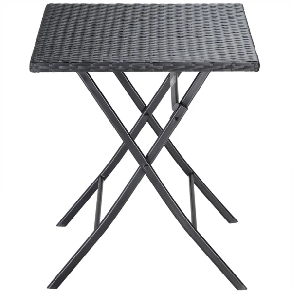 Záhradný skladací stolík Romi 65 cm polyratan čierny