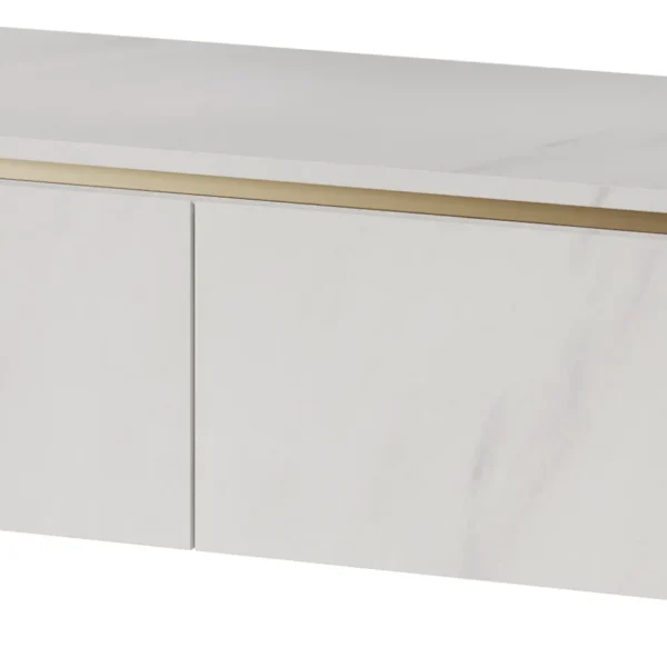 Závěsná skříňka pod umyvadlo Letto 01 120 cm bílý mramor/zlatá