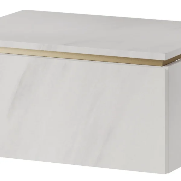 Závěsná skříňka pod umyvadlo Letto 03 60 cm bílý mramor/zlatá