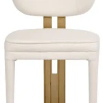 Designová jídelní židle Modig M3-14 bouclé bílá/zlatá