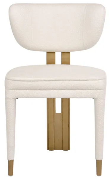 Designová jídelní židle Modig M3-14 bouclé bílá/zlatá