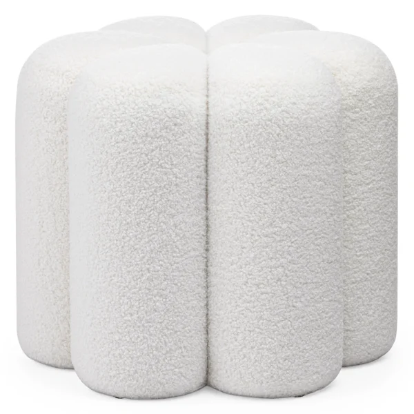 Designový taburet Quad bouclé bílý