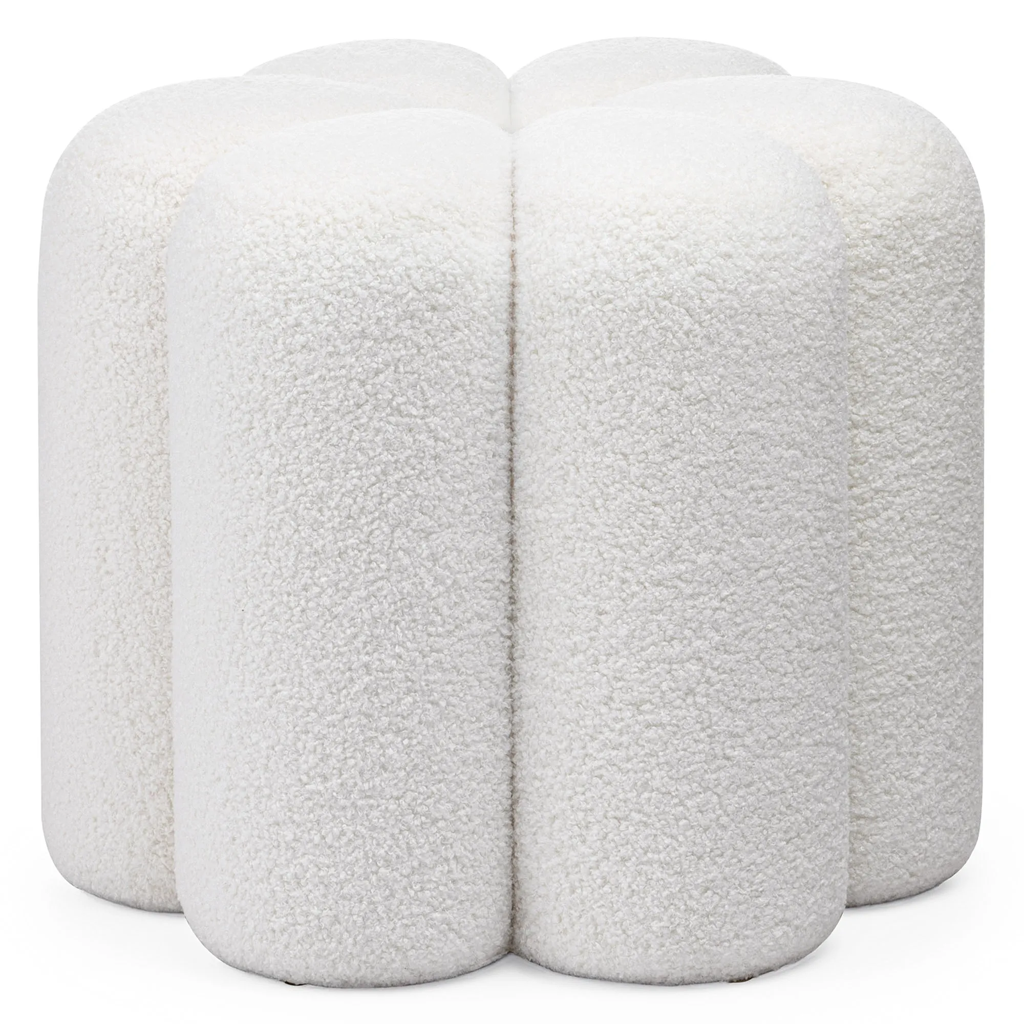Designový taburet Quad bouclé bílý Designový taburet Quad bouclé bílý