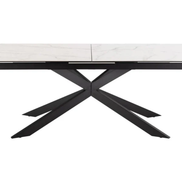 Jedálenský rozkladací stôl Irwine 200/240 cm biely mramor/čierny