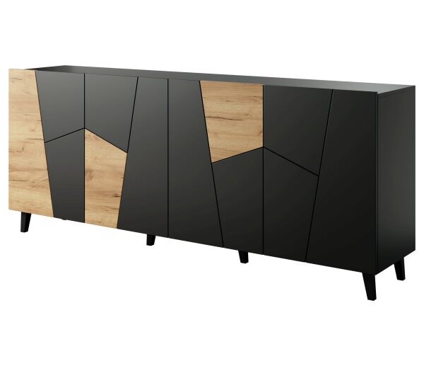 Komoda Etna 200 cm čierna/dub craft