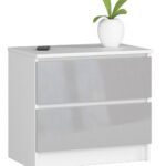 Komoda Liv 60 cm biela/sivá lesklá