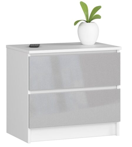 Komoda Liv 60 cm biela/sivá lesklá Komoda Liv 60 cm biela/sivá lesklá