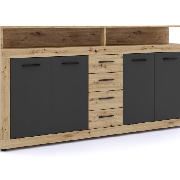 Komoda Luna 190 cm dub Artisan/čierna