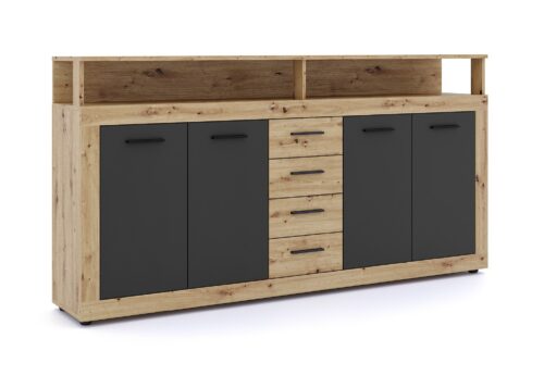 Komoda Luna 190 cm dub Artisan/čierna Komoda Luna 190 cm dub Artisan/čierna