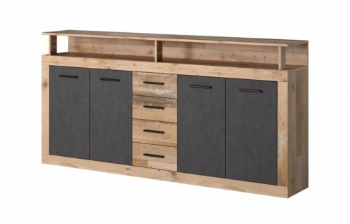 Komoda Luna 190 cm dub Matera svetlý/šedá Komoda Luna 190 cm dub Matera svetlý/šedá