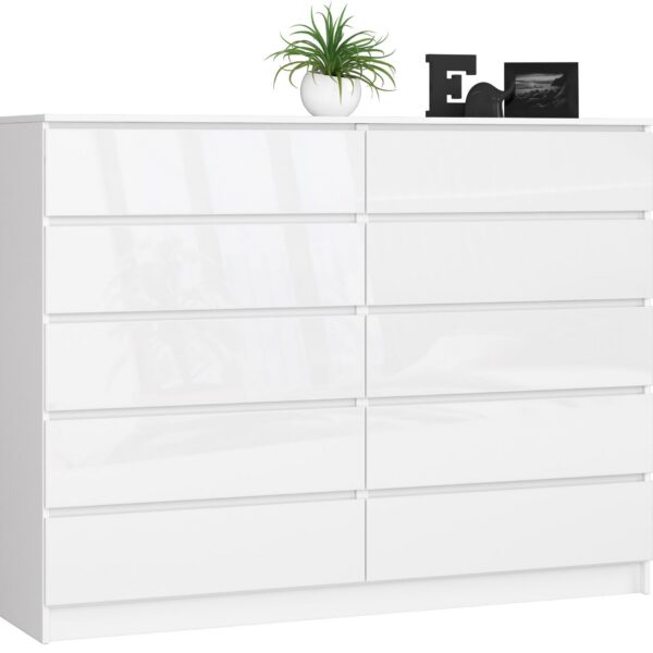 Komoda Rollo K 160 cm biela lesklá