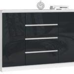 Komoda Rollo Z 140 cm grafit lesk/bílá