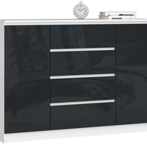 Komoda Rollo Z 140 cm grafit lesk/bílá