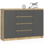 Komoda Tove K 140 cm dub artisan/šedý grafit