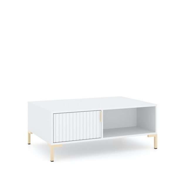 Konferenční stolek Flinn 100 cm bílý/zlatý