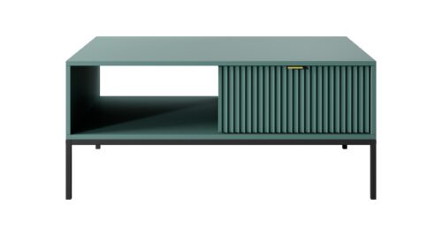 Konferenční stolek Nova 104 cm zelený/zlaté úchytky a černý rám Konferenční stolek Nova 104 cm zelený/zlaté úchytky a černý rám