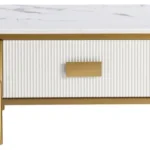 Konferenční stolek Stilig ST380C 124 cm zlatý/bílý mramor