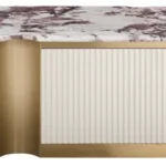 Konferenční stolek Stilig ST914B 122 cm mramor/krémový/zlatý