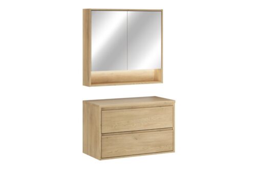 Koupelnová sestava Viola s deskou a zrcadlem 80 cm dub cremona Koupelnová sestava Viola s deskou a zrcadlem 80 cm dub cremona