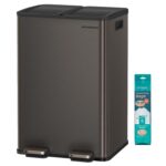 Odpadkový koš s víkem JORDAN 2x30 L tmavě šedý II