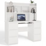 Písací stôl s nadstavcom KUBA 130 cm biely