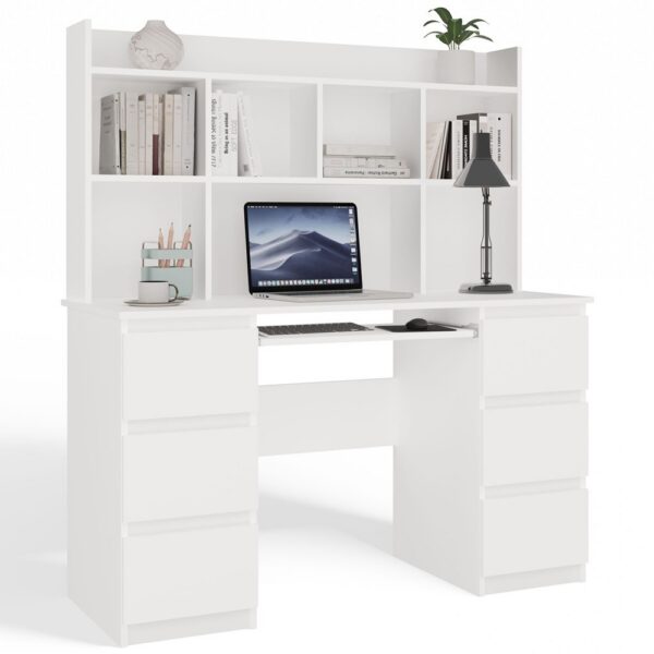 Písací stôl s nadstavcom KUBA 130 cm biely
