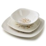 Porcelánová jídelní sada LEA Beige 18 ks bílá/béžová