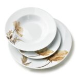 Porcelánová jídelní sada LEA Beige II 18 ks bílá/béžová