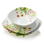 Porcelánová jídelní sada LEA Gelb 18 ks bílá/zelená