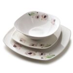 Porcelánová jídelní sada LEA Pink 18 ks bílá/růžová