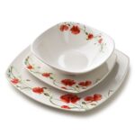 Porcelánová jídelní sada LEA Poppy 18 ks bílá/červená