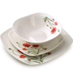 Porcelánová jídelní sada LEA Poppy II 18 ks bílá/červená
