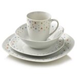 Porcelánová jídelní sada s hrníčkem LEA Mini 16 ks bílá/barevná