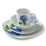 Porcelánová jídelní sada s hrníčkem LEA Purple 16 ks bílá/modrá