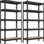 Sada 2 ks dílenských regálů Paraf 75x150 cm černá/hnědá