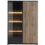 Vitrína Sento s LED osvetlením 104 cm dub wotan/čierna
