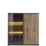 Vitrína Sento s LED osvetlením 104 cm dub wotan/čierna II