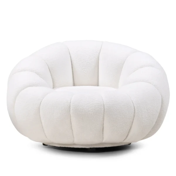 Dizajnové relaxačné kreslo VENEZIA 100 cm boucle biele