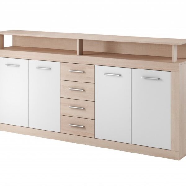 Komoda Luna 190 cm dub sonoma/biela