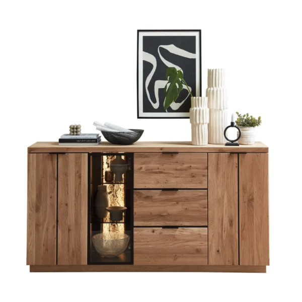 Komoda Napoli 20 s LED osvetlením 180 cm z masívu dub Bianco