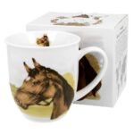 Porcelánový hrnček HORSIE 400 ml krémovo biely