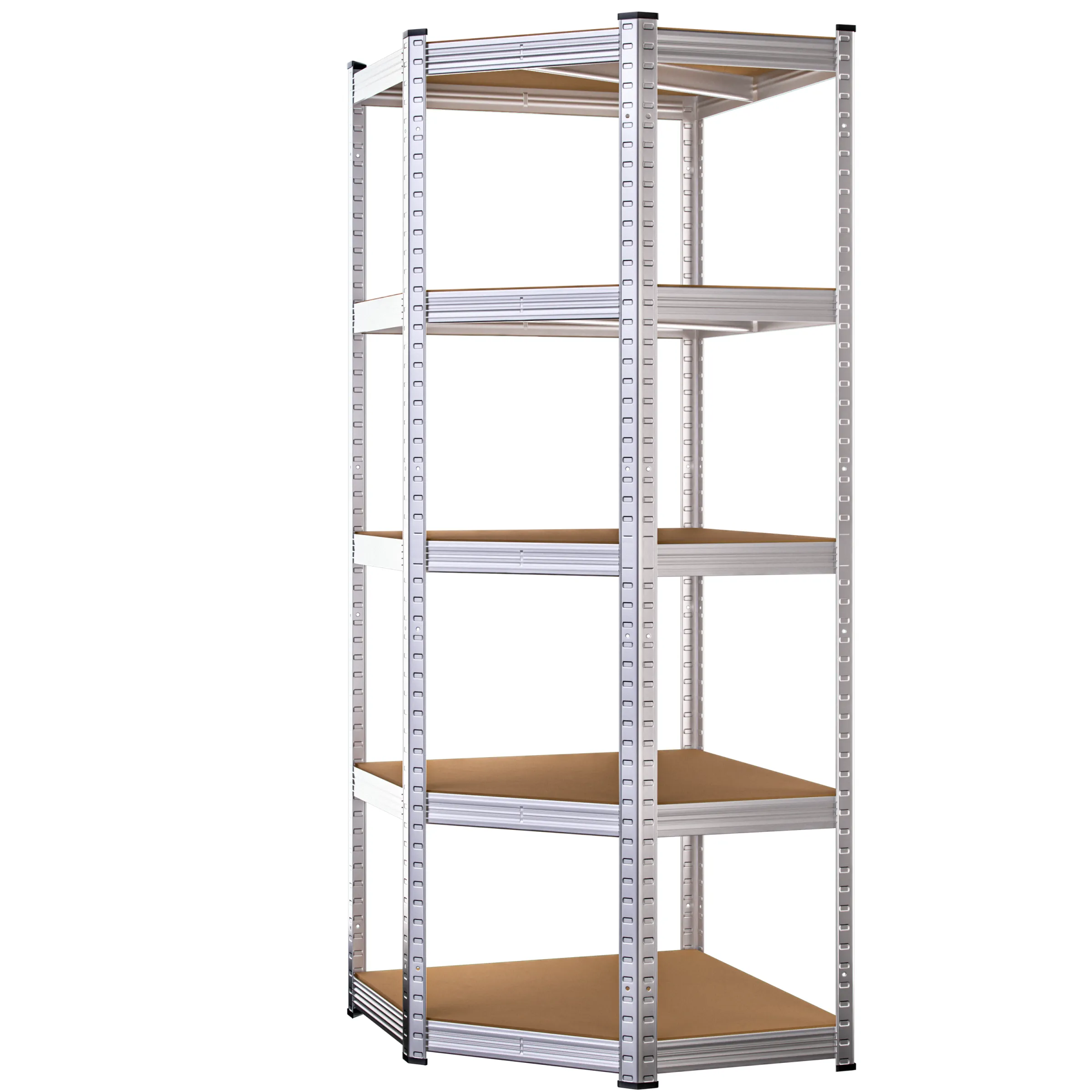 Rohový dílenský regál Della 70x180 cm stříbrný/hnědý Rohový dílenský regál Della 70x180 cm stříbrný/hnědý