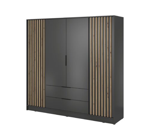 Šatní skříň Nelly 206 cm grafit/dub artisan Šatní skříň Nelly 206 cm grafit/dub artisan