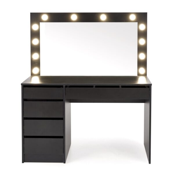 Toaletný stolík HOLLYWOOD s LED osvetlením 120 cm čierny