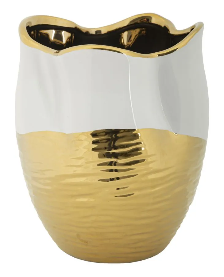 Váza Lux 25 cm zlatá/biela Váza Lux 25 cm zlatá/biela